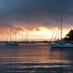 Sunset at Savusavu..... There are about 30 moorings here, often filled during the "season". We got this view most nights.