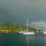 Rainbow "Quickstar"..... We've had several mornings when after the daily a.m. rain we're treated to this sight for breakfast