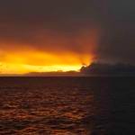 Sunset over the Yasawas..... Sunset from Manta Ray Bay Island. That night it Blew like stink. We saw 40 knot gusts. Read the "Ship's Log" for the story.