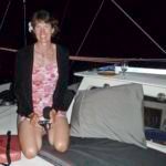 Alene on s/v "Migration" Bruce & Alene hosted the "boaties" of Viani (aka: "divers bay") aboard Migration for a big get togetherr
