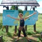 Sandrine at the dateline Both Eastern & Western Hemispheres at the same time. You try that at home!